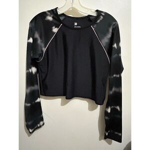 All in Motion Girls Long‎ Sleeve Crewneck Cropped Black White XL